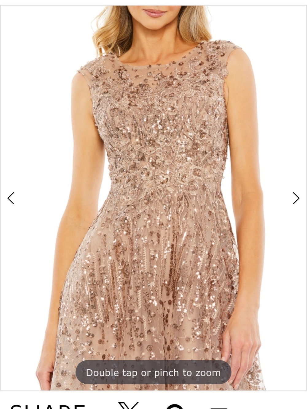 Mac Duggal Sequined Blush Midi Dress with Illusion Yoke